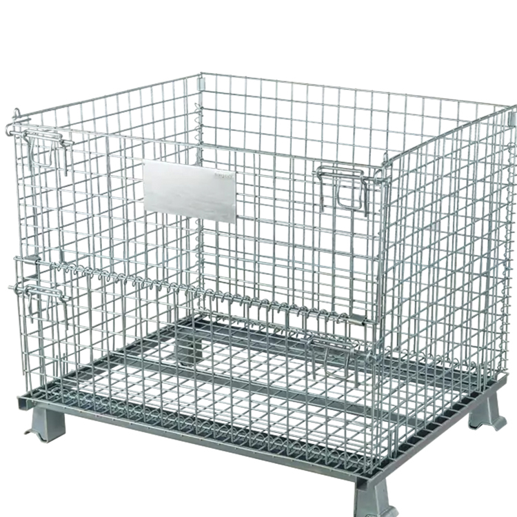 Guichang Storage Cage Folding Iron Frame Metal Turnover Box Warehouse Cage Express Sorting Basket with Wheels butterfly Cage War