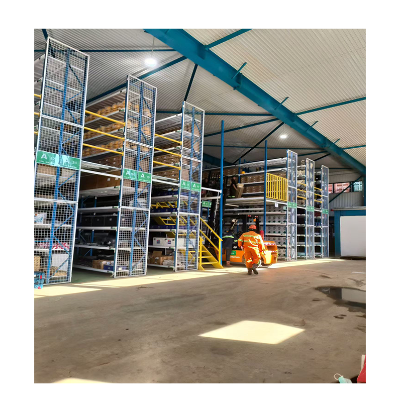 1500KG Heavy Duty Steel Platforms Warehouse Racking System with Blue Frame Orange Decks Industrial Storage Shelving