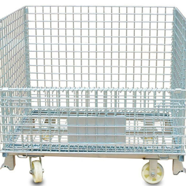 Guichang Storage Cage Folding Iron Frame Metal Turnover Box Warehouse Cage Express Sorting Basket with Wheels butterfly Cage War