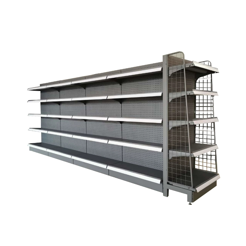 Heavy-Duty Double-Sided Gondola Grocery Rack Metal Iron Pharmacy Supermarket Shelves for Retail Store Home Storage Supermarket