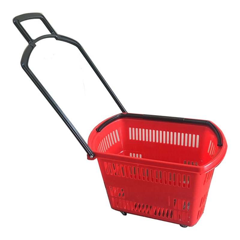 Multi Color Plastic Shopping Baskets with Ergonomic Handles Stackable Design for Supermarket Retail Store Use