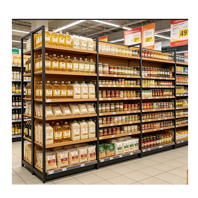 Gui Chang 40-80KG Yellow Wood Grain Display Rack, Supermarket Gondola, Pharmacy Display Shelf