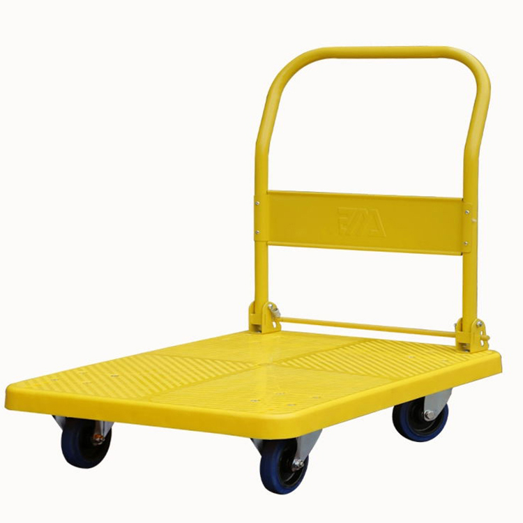 Silent Trolley Pull Cargo Warehouse Handling Plastic Folding Trolley Four-wheel Flatbed Logistics Trailer
