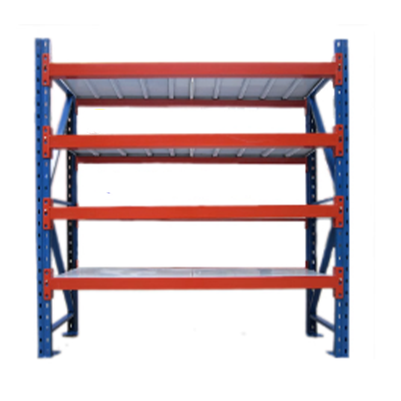 100,500KG 4-tier Metal Storage Rack, Blue Uprights & Red Steel Panels