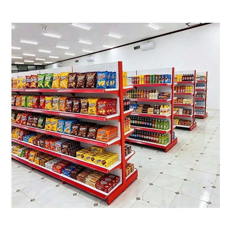 Gui Chang  Premium Custom Color Supermarket Island Gondola Shelf Multi-Tier Snack Retail Display Shelving