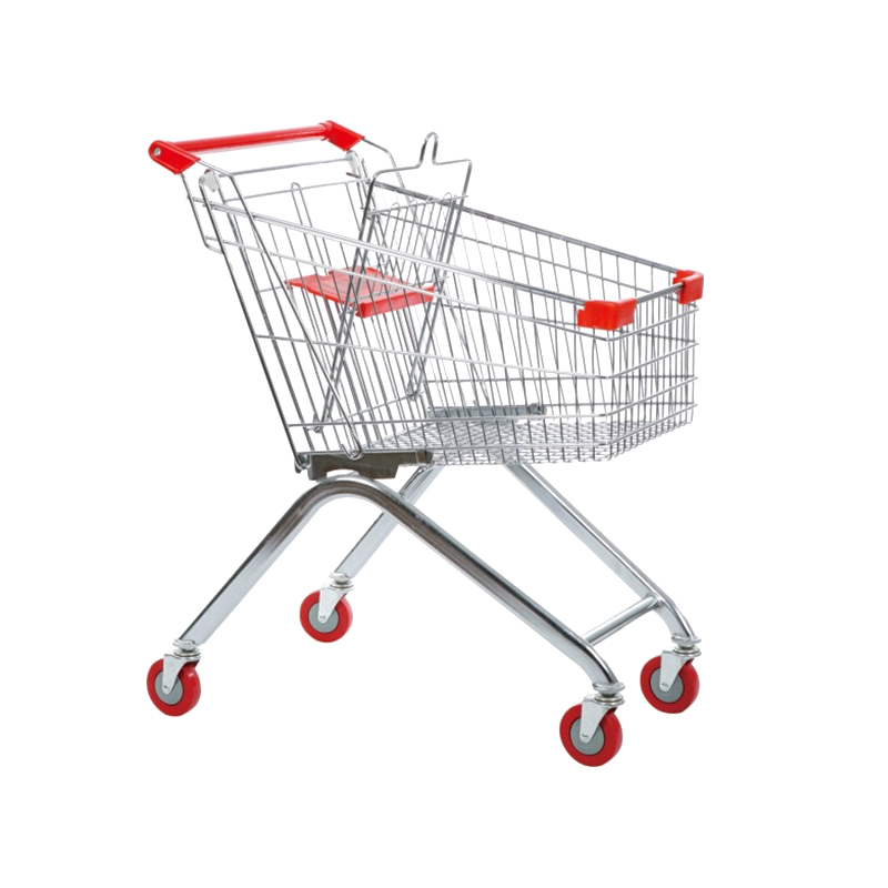 Large Iron Shopping Cart Supermarket Trolley Small Pull Cart Trailer Foldable Portable Four-wheel Grocery Cart