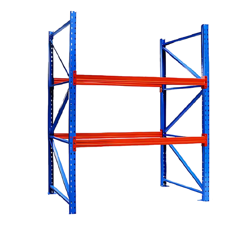 Heavy Duty Warehouse Shelving Unit Blue Metal Frame with Orange Decks for Storage System Organization