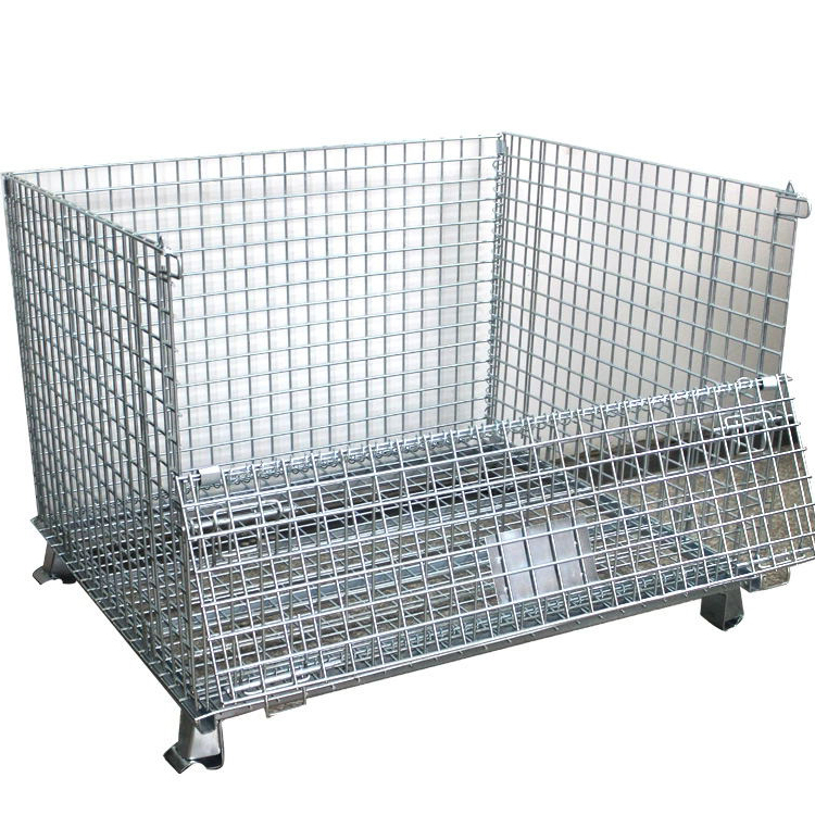 Storage Cage Folding Container Truck Rack Garbage Basket Material Box Iron Mesh Cage Commercial Iron Turnover Box