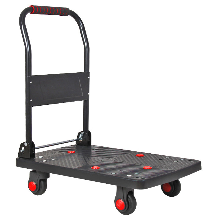 Guichang Flatbed Push Truck Thicken Trolley Trailer Household Small Pull Cart Pallet Truck Four-wheel Folding Trolley