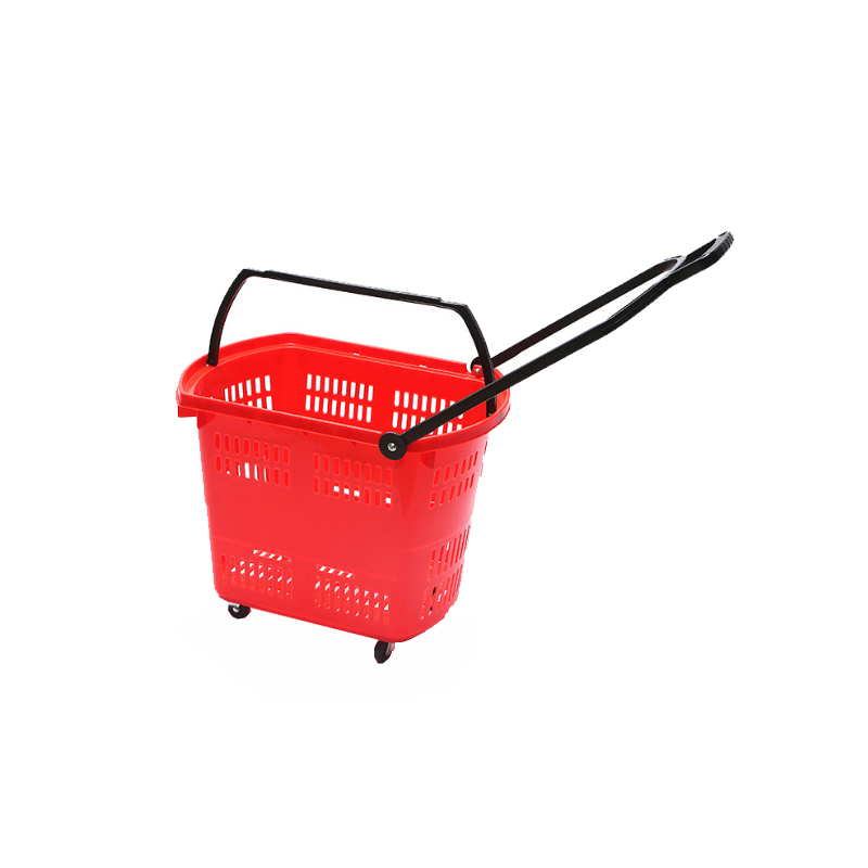 GuichangSnack Basket Plastic BasketMetal HandleThe Basket Is ThickenedPlastic Trolley Basket with Wheels