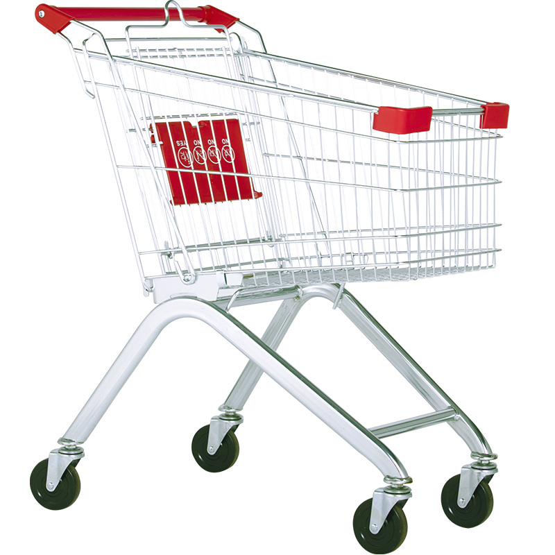 Large Iron Shopping Cart Supermarket Trolley Small Pull Cart Trailer Foldable Portable Four-wheel Grocery Cart