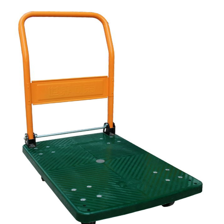Guichang Folding Silent Flatbed Cart Trolley Plastic Pull Cargo Trolley Trailer Logistics Supermarket Warehouse Truck Brake