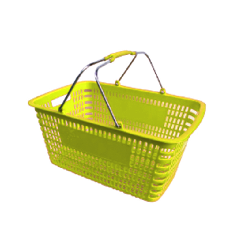 Guichang Guichang Supermarket Portable Shopping Basket with Metal Handle and Wheels Plastic Trolley Basket Estantes