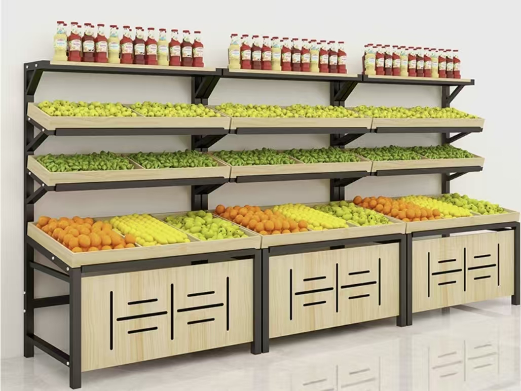 Fruit and Vegetable Display Stand Supermarket Vegetable Shelf Fruit and Vegetable Rack Storage Rack for Fruits Fruit Stand