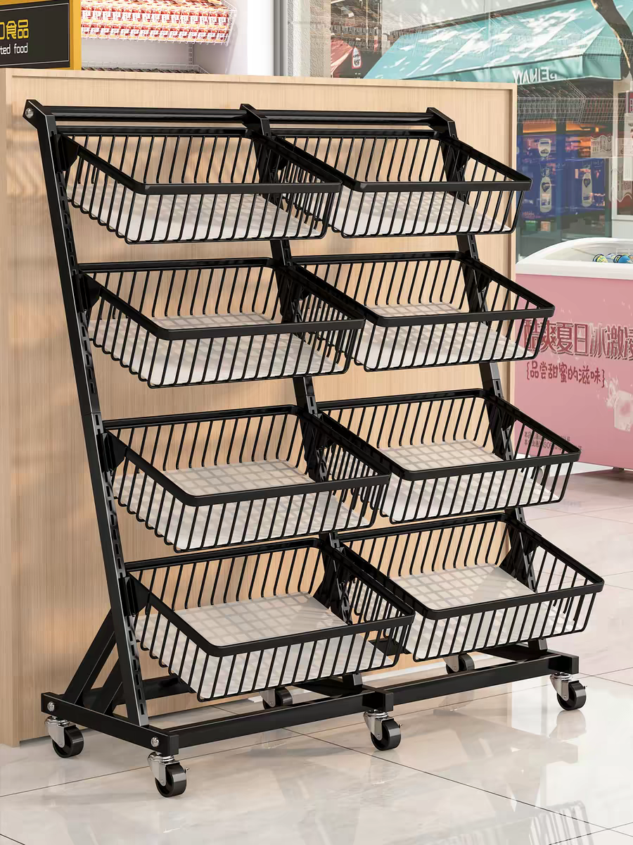 Canadian Style Metallic Heavy Duty Single Sided Pre-Assembled Grocery Shelves Supermarket Shopping Display Rack