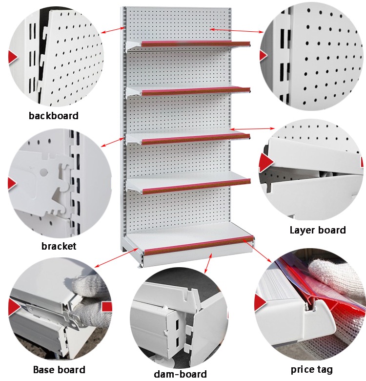 Powder Coating Grocery Shelves for Supermarket Economical Store Shelving Supermarket Shelves Gondola Display Rack