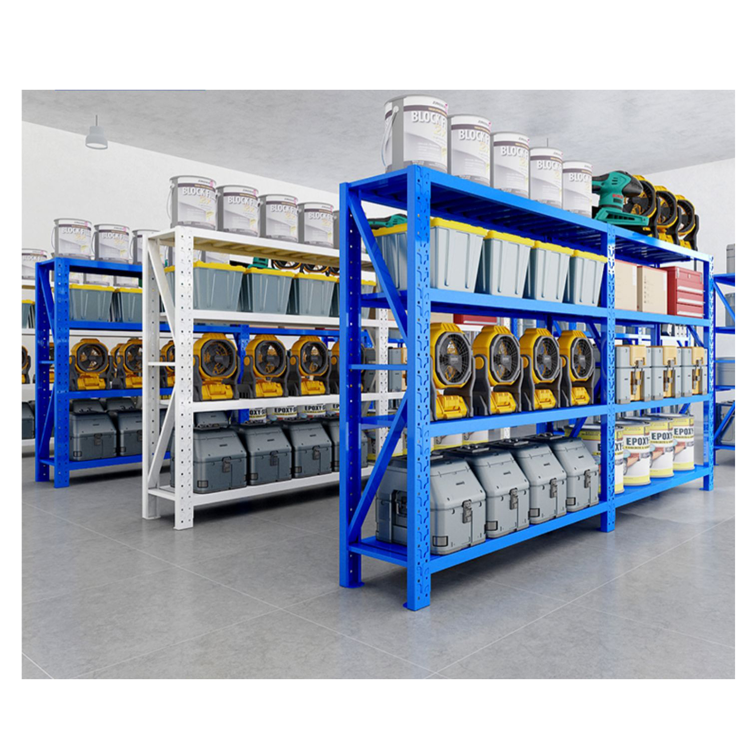 Wholesales Display Rack in Stock 4 Layers Warehouse Shelving  for Material Stacking 100KG Bearing Capacity Iron Rack
