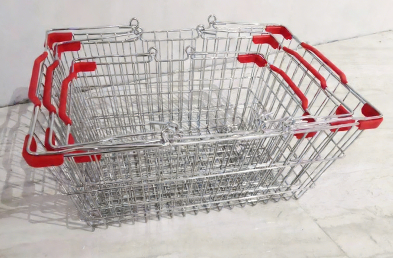 The Factory Supplies Supermarket Shopping Baskets Convenience Store Tote Bags  Electroplated Iron Wire Simple Shopping Baskets