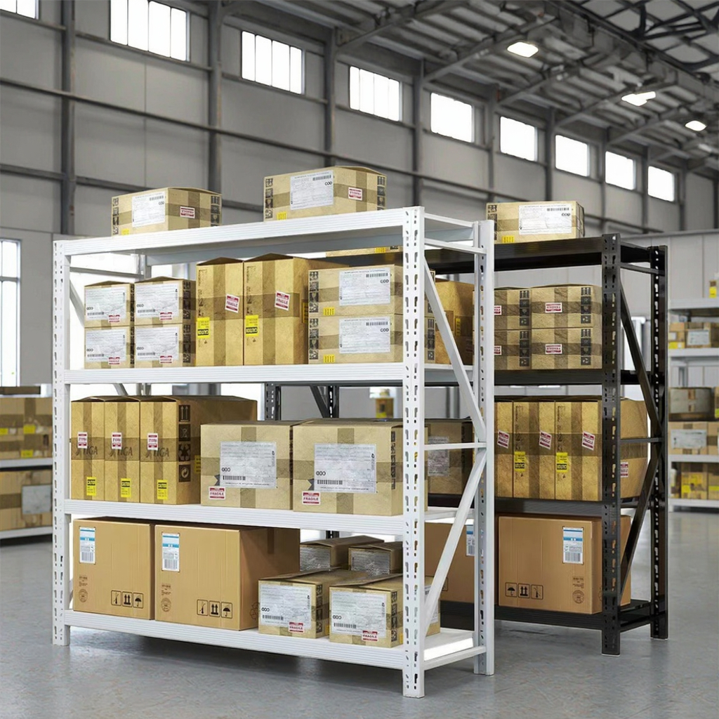 China Customized 4 Tire Warehouse Shelving Boltless Rack Shelving Easy to Install Modular Storage Shelf  4-Tire Rack