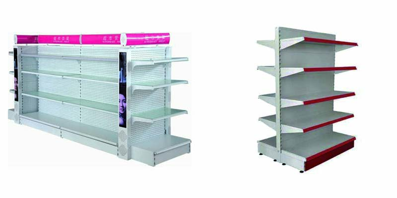 Wholesale Price Single-Sided Light-Duty Metal Shelf Custom White Color Fashionable Retail Shelving for Store Gondola Storage