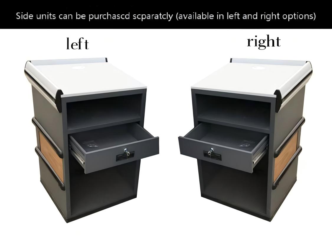 Factory Wholesale Checkout Counter Good Quality Customized Cashier Desk Wood  Stainless Steel Counter for Supermarket