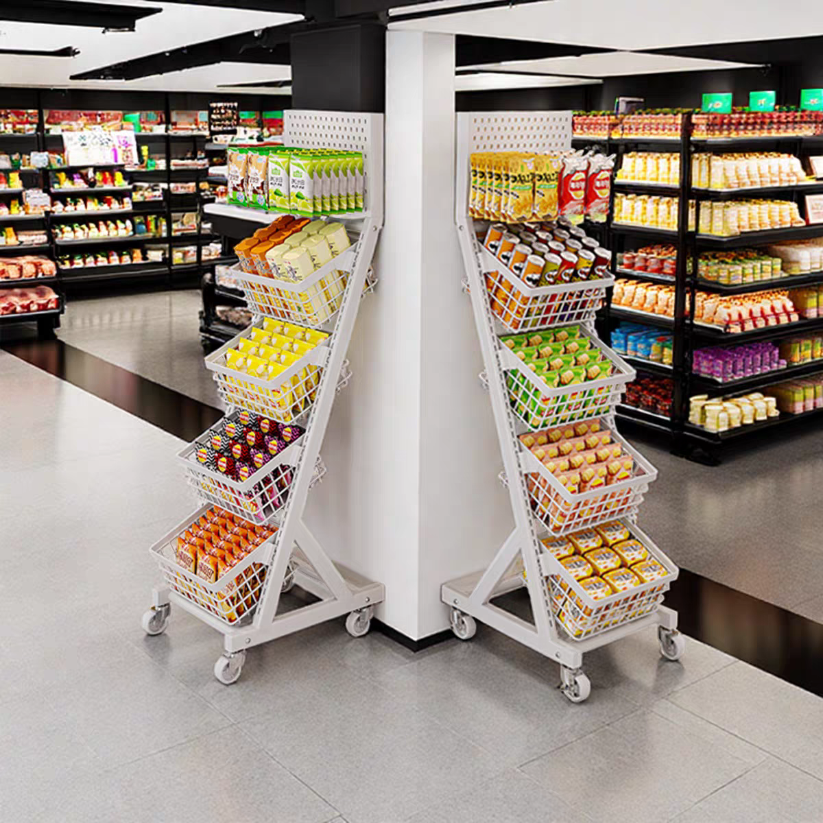Metallic Supermarket Shelves Heavy Duty Display Rack Single Sided Pre-Assembled Grocery Shelve Supermarket Shopping Display Rack