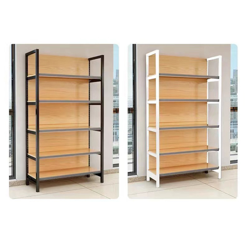 Four-post Shelves Convenience Store and Supermarket Shelves Customizable High-end Tobacco and Alcohol Shelves Wood Grain Color