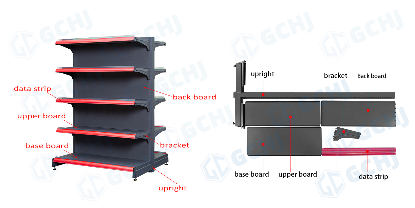 Double Side Grocery Shelf for Supermarket Retail Store Gondola Shelving Shelf for Shop Supermarket Display Rack