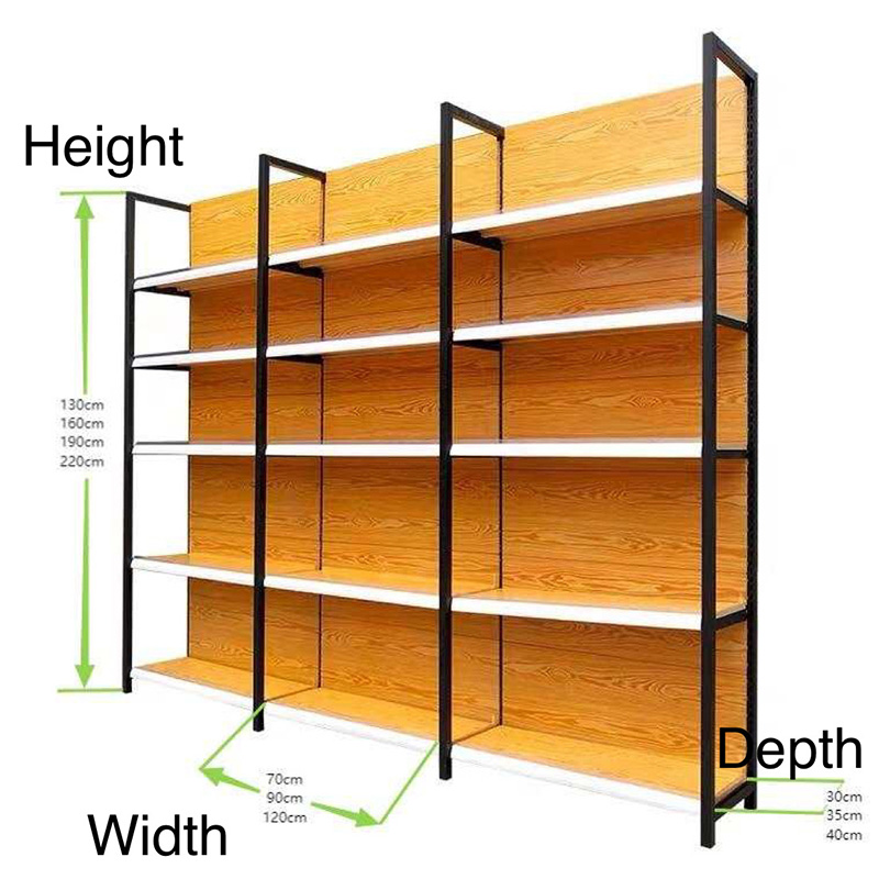 Four-post Shelves, Convenience Store and Supermarket Shelves, Customizable,high-end Tobacco and Alcohol Shelves Wood Grain Color