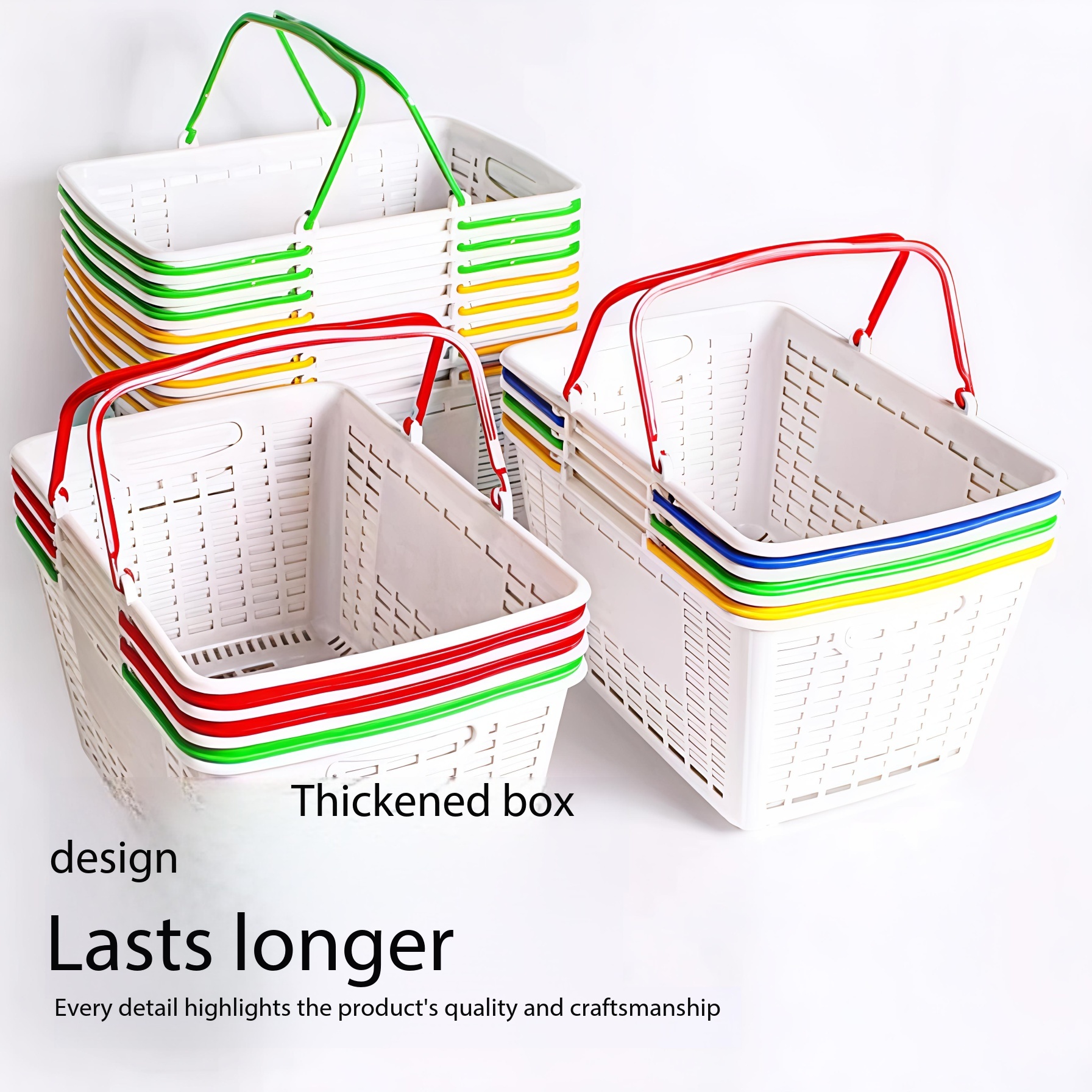 Wholesale Factory Price GUICHANG Eco-Friendly Plastic Guangxi Made Supermarket Shopping Baskets Model 002 2 Handles 28L 18+
