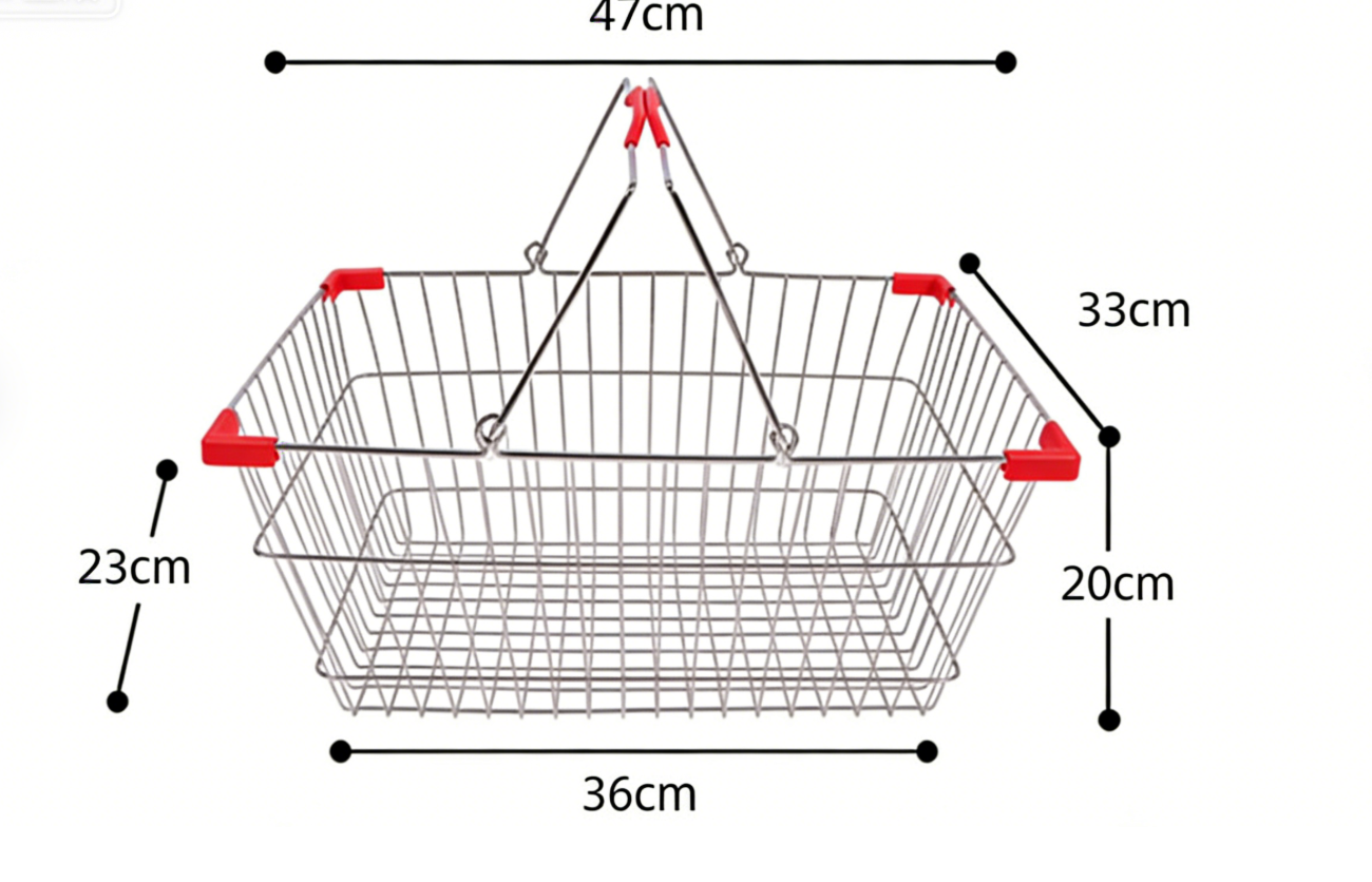 Supermarket Shopping Basket with Wheels 20L-50L Plastic Storage Baskets for Retail Stores