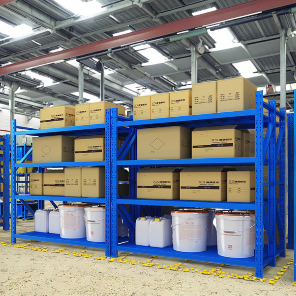 China Customized 4 Tire Warehouse Shelving Boltless Rack Shelving Easy to Install Modular Storage Shelf  4-Tire Rack