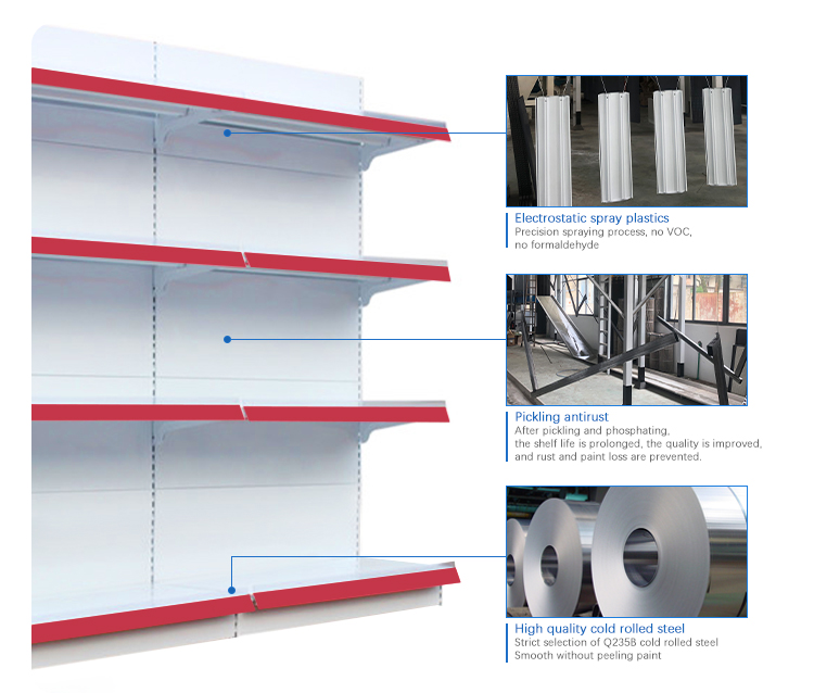 Wholesale Price Single-Sided Light-Duty Metal Shelf Custom White Color Fashionable Retail Shelving for Store Gondola Storage