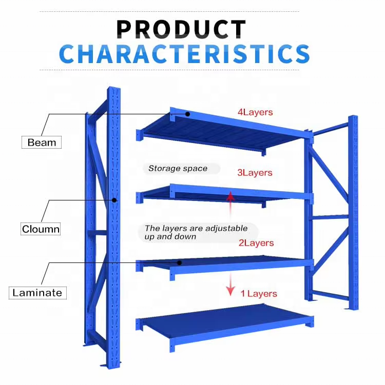 Racking Adjustable Metal Boltless Shelf and Racks Warehouse Storage Medium Duty Metal Rack Shelf