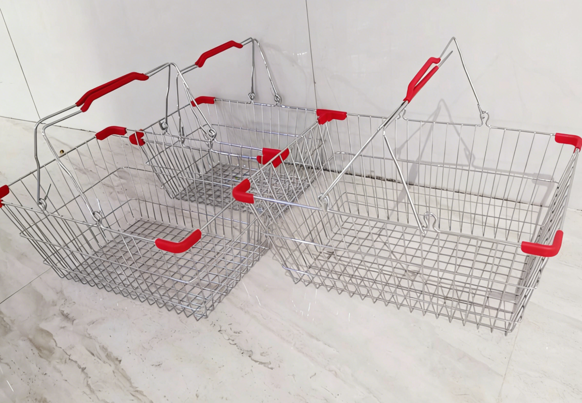 The Factory Supplies Supermarket Shopping Baskets Convenience Store Tote Bags  Electroplated Iron Wire Simple Shopping Baskets