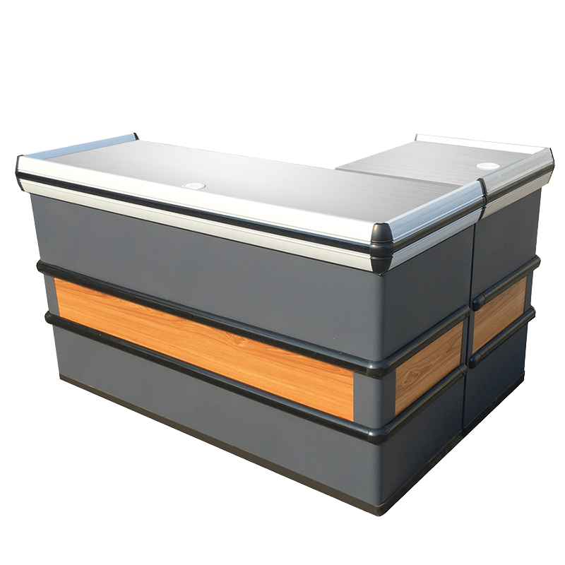 Factory Wholesale Checkout Counter Good Quality Customized Cashier Desk Wood  Stainless Steel Counter for Supermarket