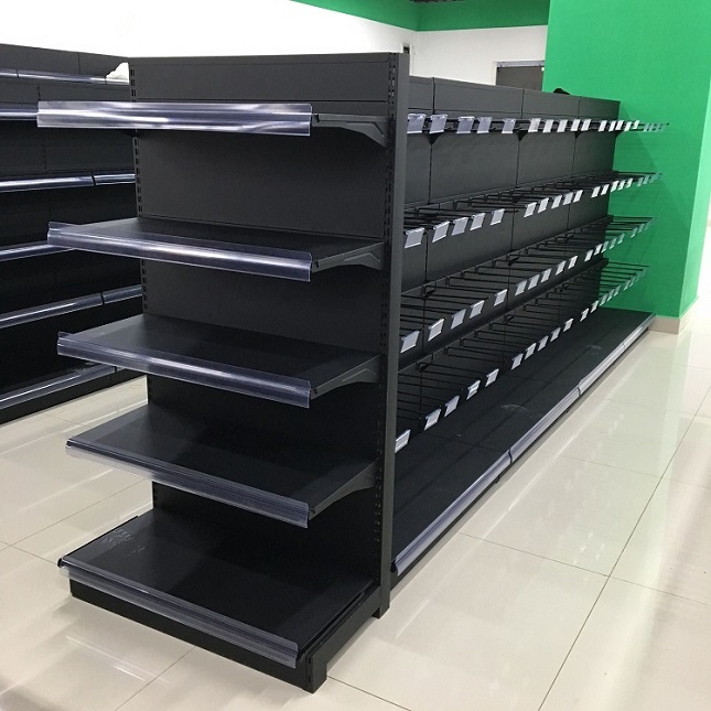 Customized Heavy-Duty Metal Grocery Shelves Double-Sided Store Gondola for Supermarket and Convenience Store New Design