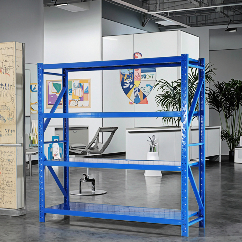 Medium-duty Customized Colors Warehouse Shelving Blue Type Warehouse Shelves Rack  Office File Metal Storage Unit Iron Rack