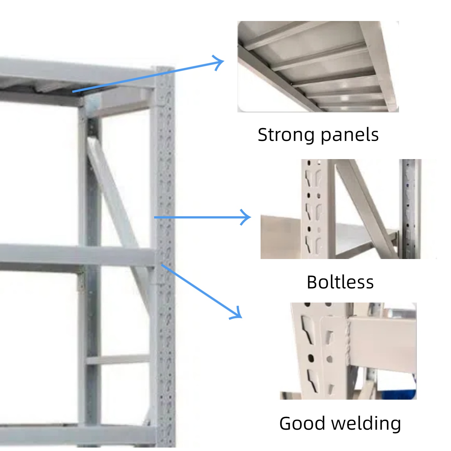 Durable&Modern Design Industrial Shelves Warehouse Shelving Easy Assemble Without Tools Medium-duty Rack Shelving Metal Shelves
