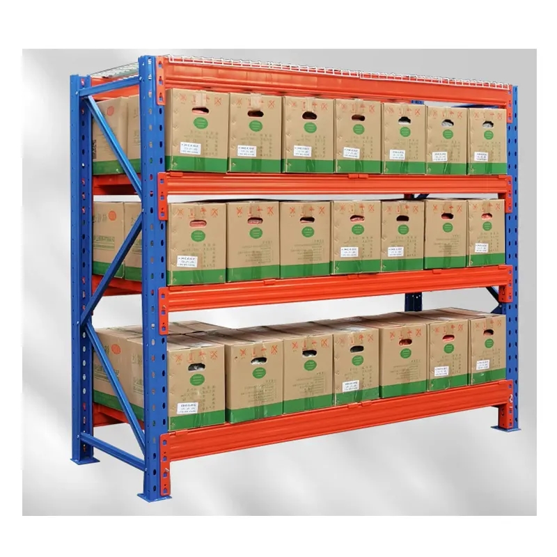 China Factory Manufacture Warehouse Shelf Thick  Metal Modular Storage Shelf Easily Assemble Light  Duty Retail Shelving