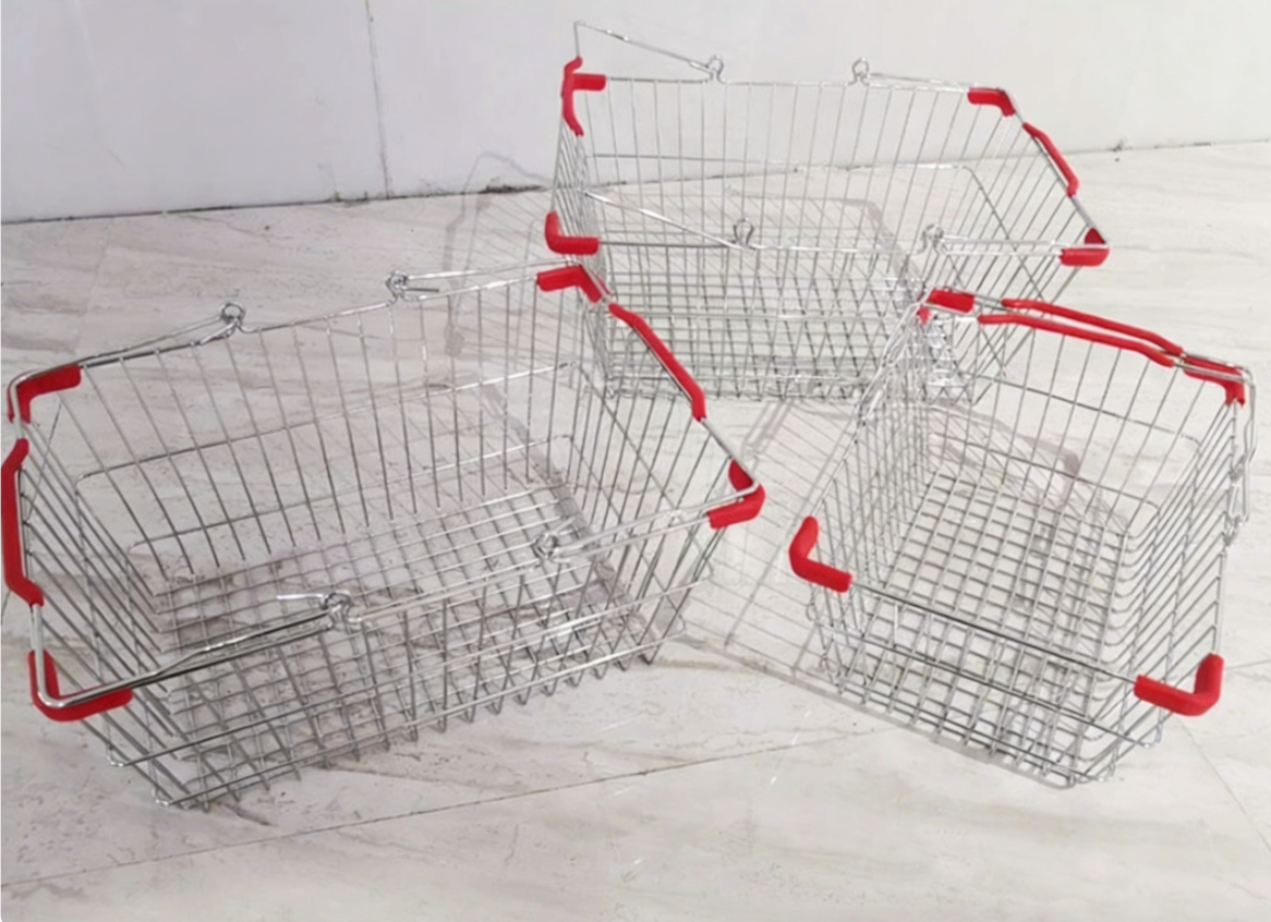 The Factory Supplies Supermarket Shopping Baskets Convenience Store Tote Bags  Electroplated Iron Wire Simple Shopping Baskets