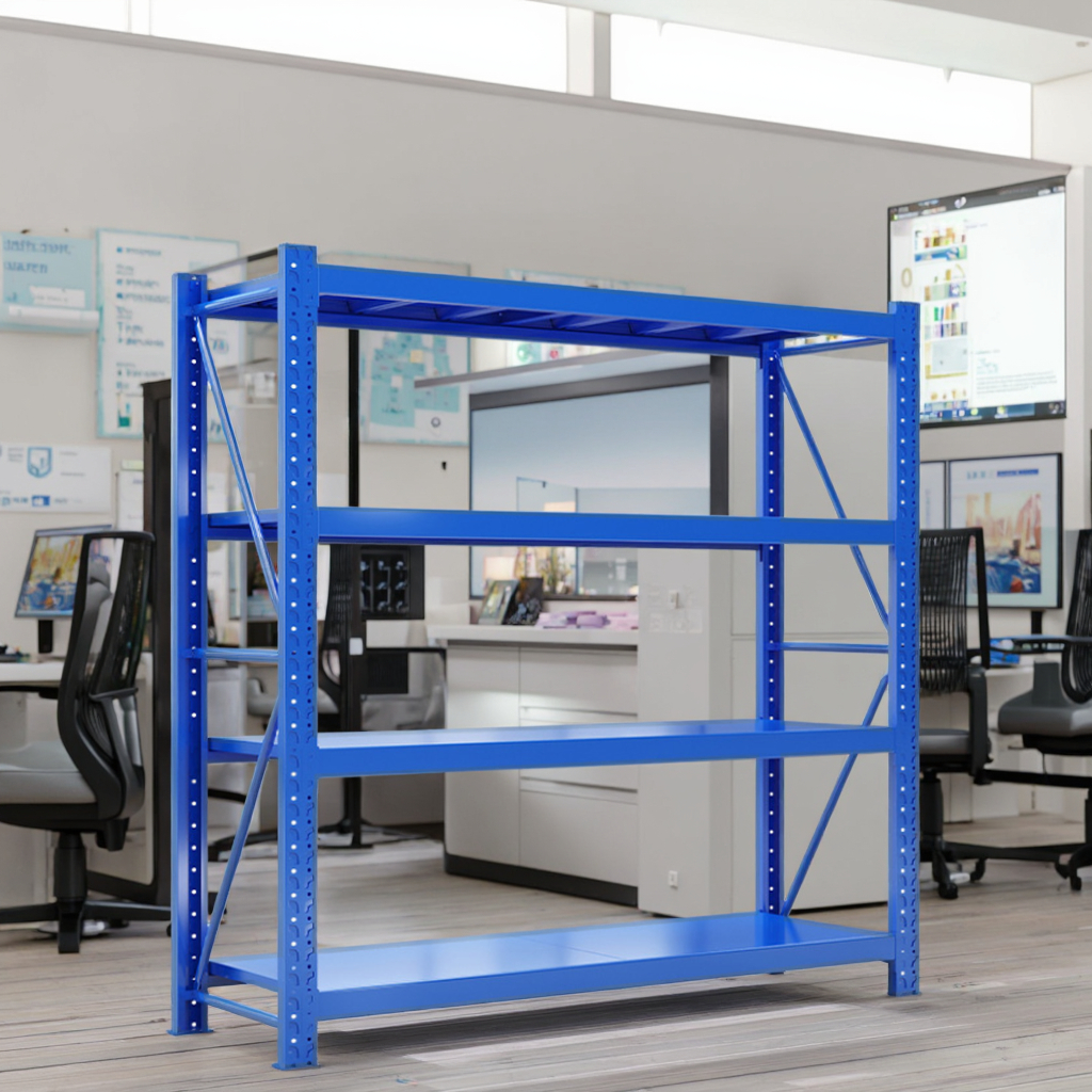 Medium-duty Customized Colors Warehouse Shelving Blue Type Warehouse Shelves Rack  Office File Metal Storage Unit Iron Rack