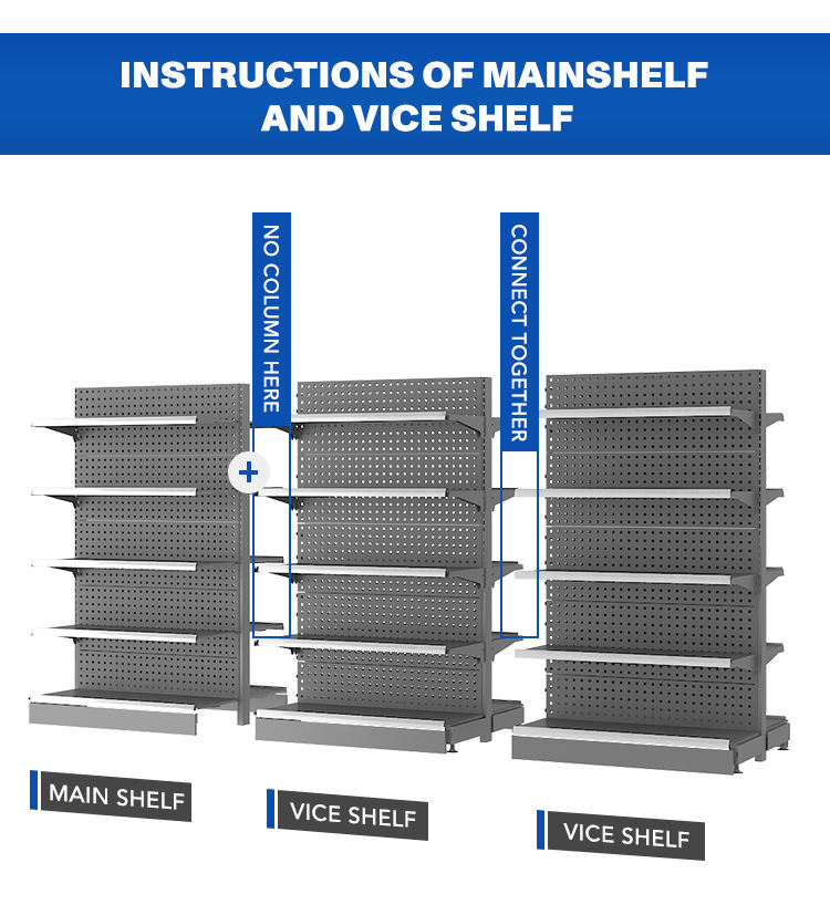 Double Side Grocery Shelf for Supermarket Retail Store Gondola Shelving Shelf for Shop Supermarket Display Rack