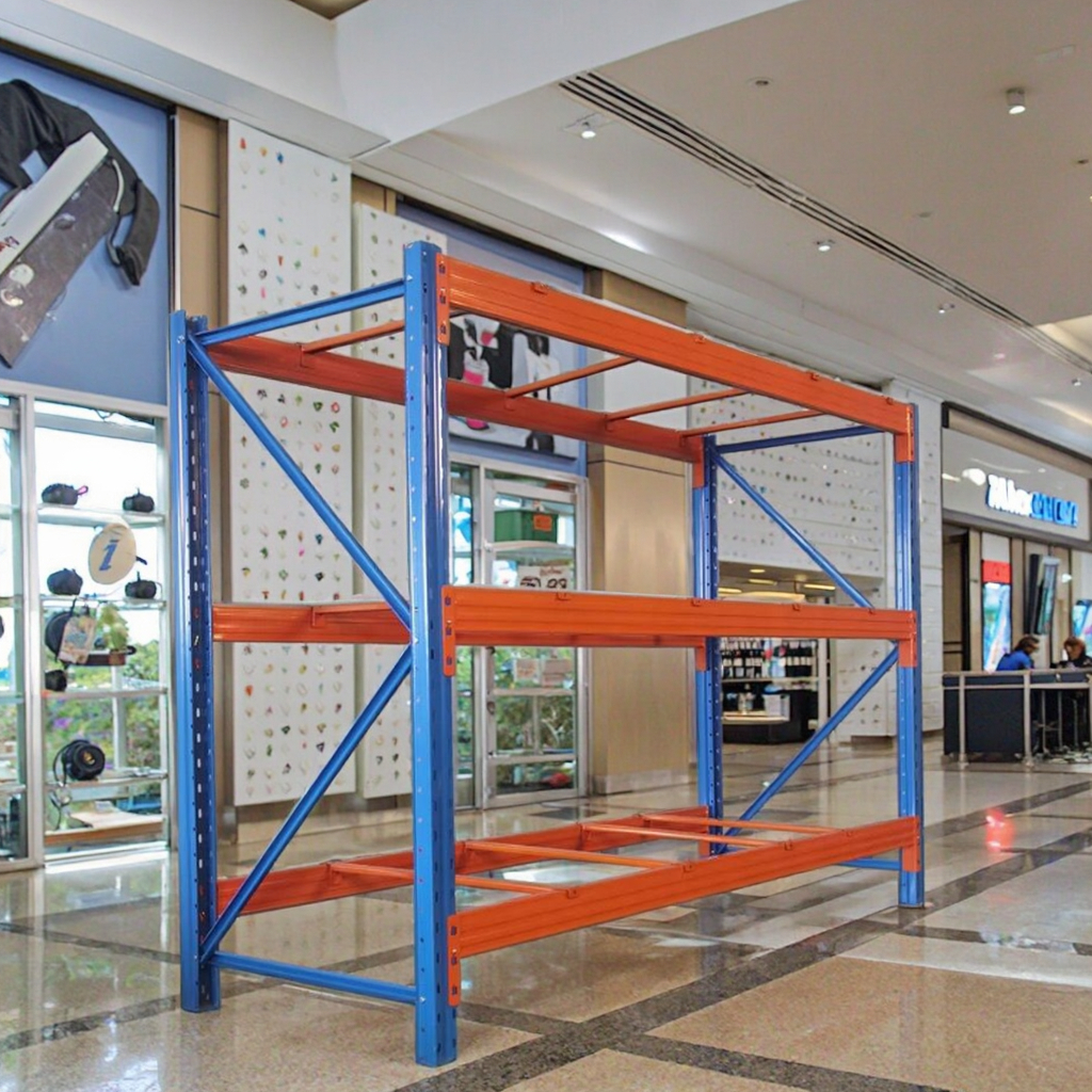 Adjustable Heavy-Duty Iron Rack for Warehouse and Shopping Mall Large Capacity Storage Shelves with Corrosion Protection