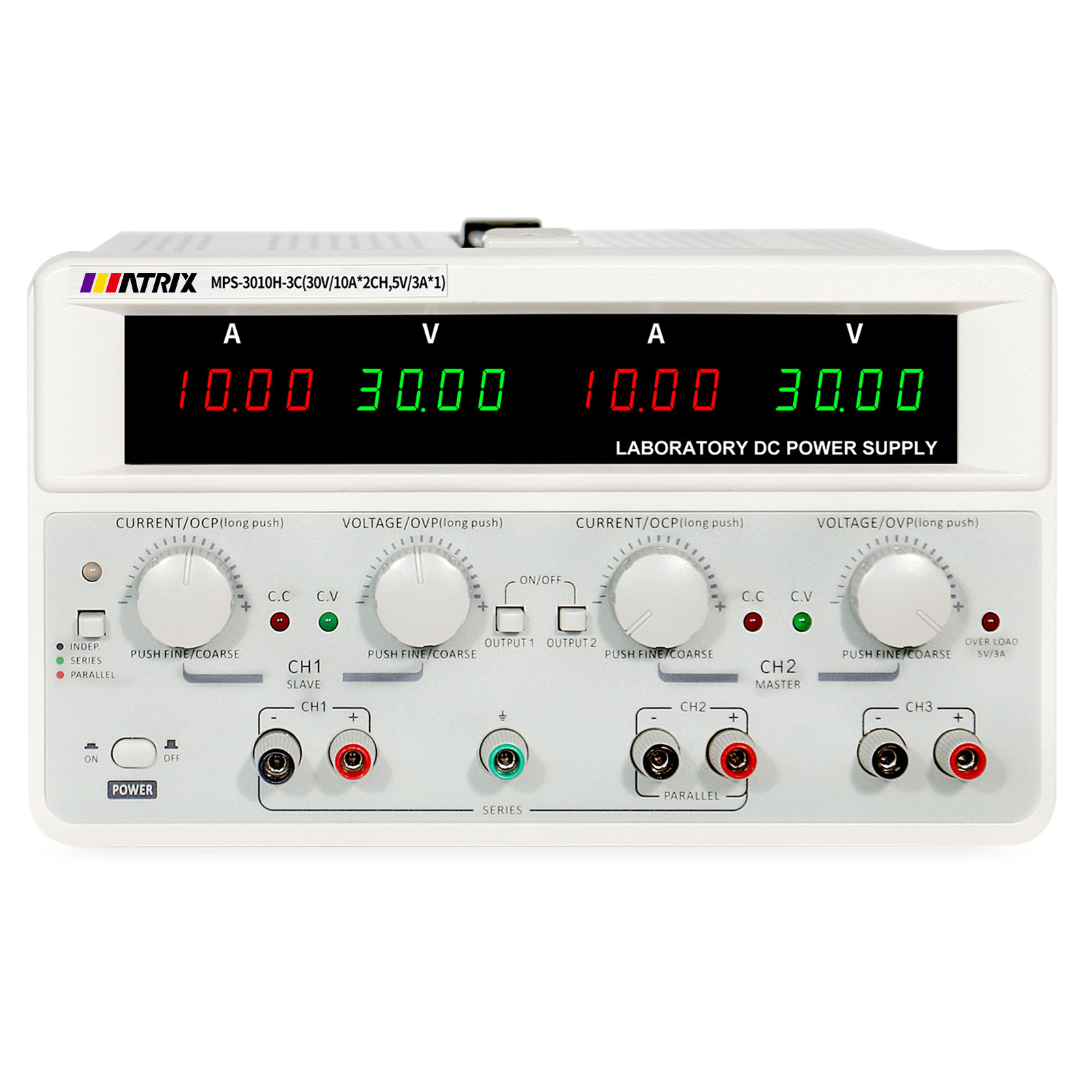 MATRIX MPS-3010H-3C High Precision 3 Channel Linear DC Power Supply 30V 10A 615W with Series-Parallel Mode RS232 RS485 USB Port