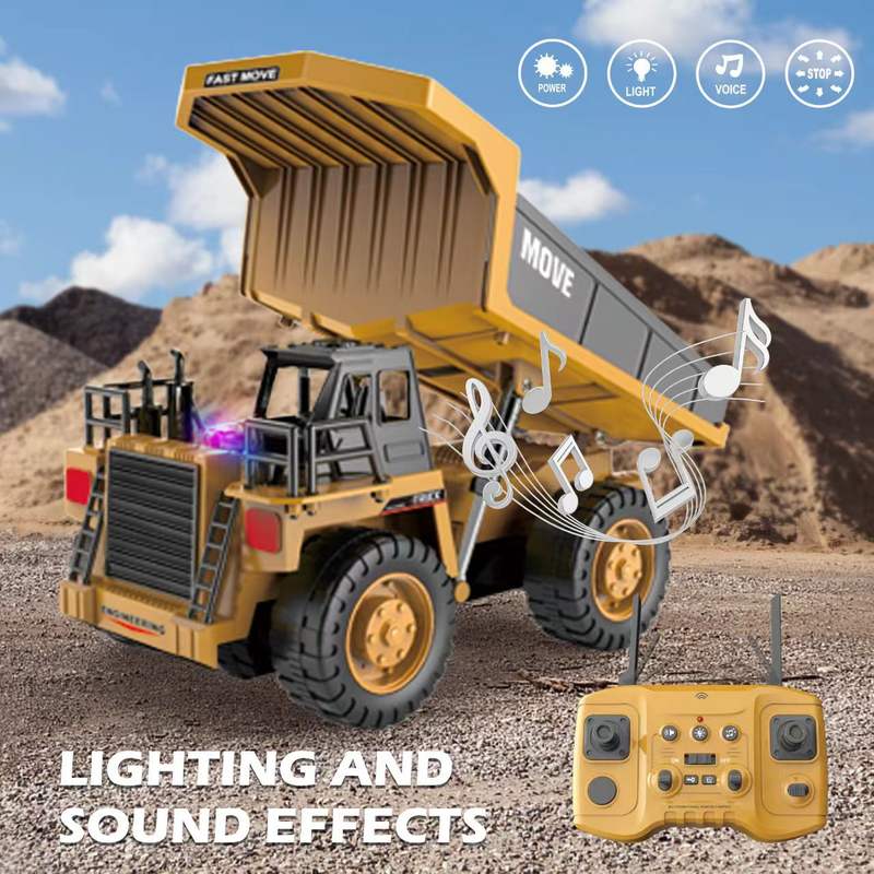 Hot Selling 2.4G Remote Control Alloy Dump Truck Toy with Lights and Music Construction Vehicle Children's Toy Gift
