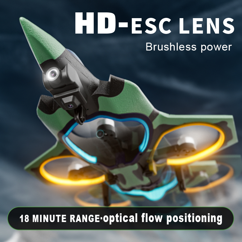 F1 Foam Brushless Dual-Takeoff Optical Flow Positioning RC Fighter Drone Beginner-Level Toy Aircraft for Kids