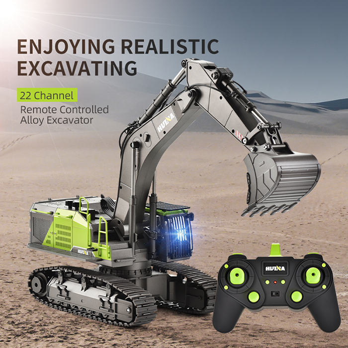 Huina 1593 1/14 22Ch Metal Alloy Remote Control Excavator Rc Construction Vehicles Huina Rc Engineering Truck Toy for Kids
