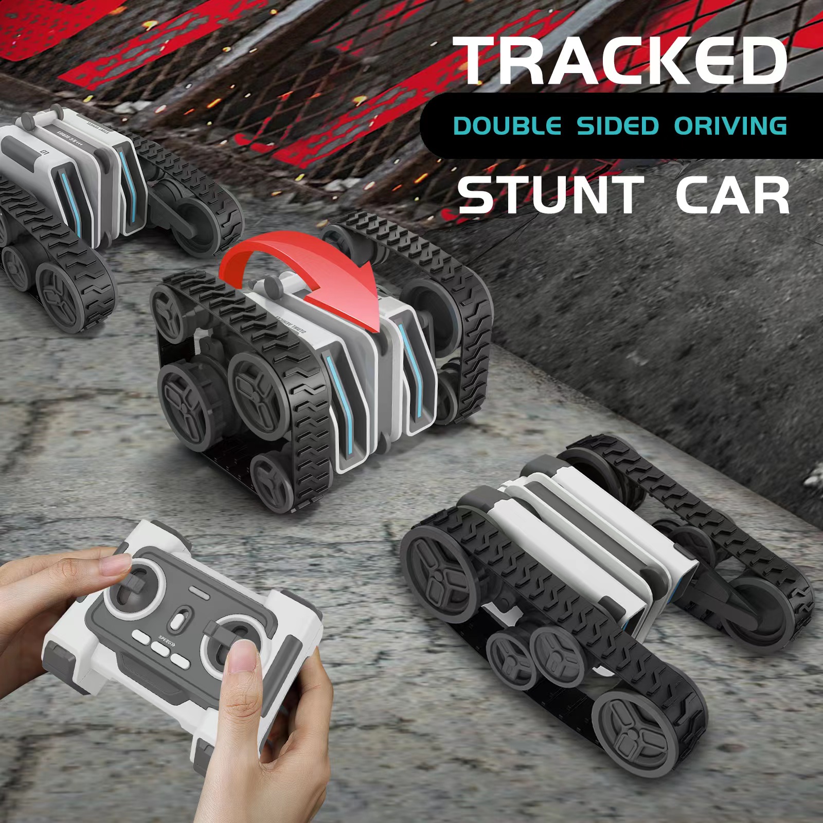 Newest HOSHI 1613 Stunt Track Vehicle Double Sided RC Tank 3.7V 500mAh RC Cars Remote Control Car Toys Christmas Gift
