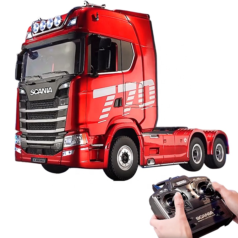 Authentic Scania 770S V8 1:18 Scale Container Tow Truck RC Trailer Semi-truck 2.4GHz Proportional Radio Control with LED Lights